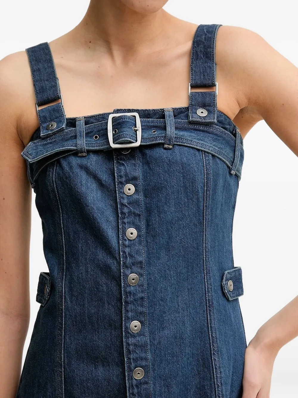 G-Star RAW Midi-jurk met knoopsluiting en gesp Blauw