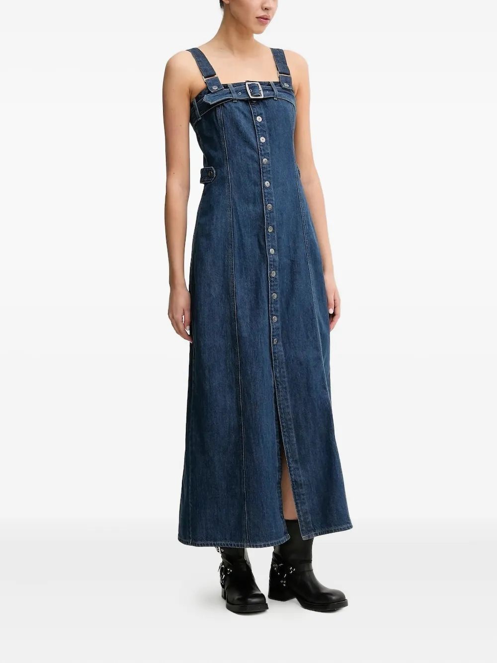 G-Star RAW button-fastening buckle midi dress | Blue | Image 1