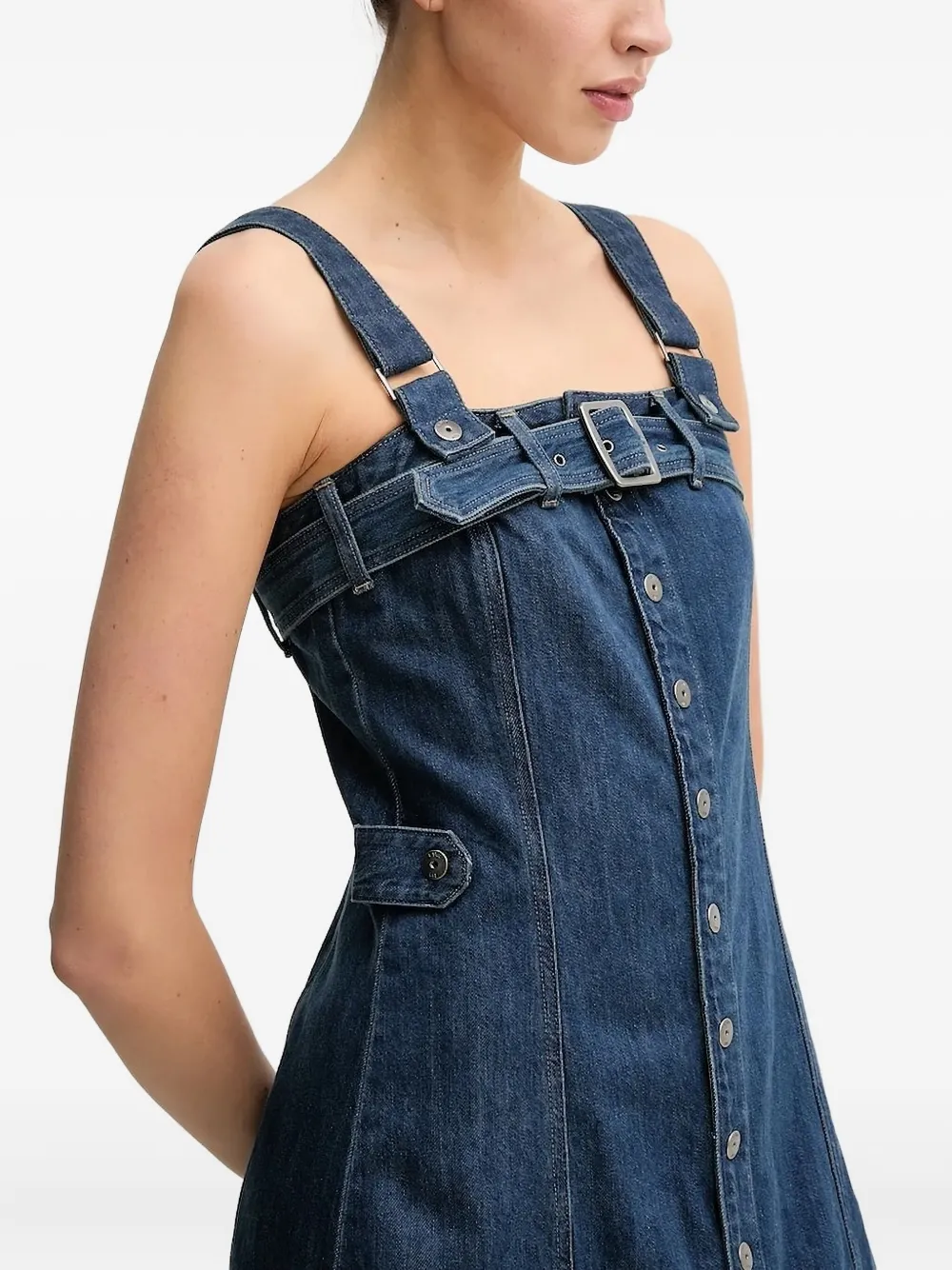 G-Star RAW Midi-jurk met knoopsluiting en gesp Blauw