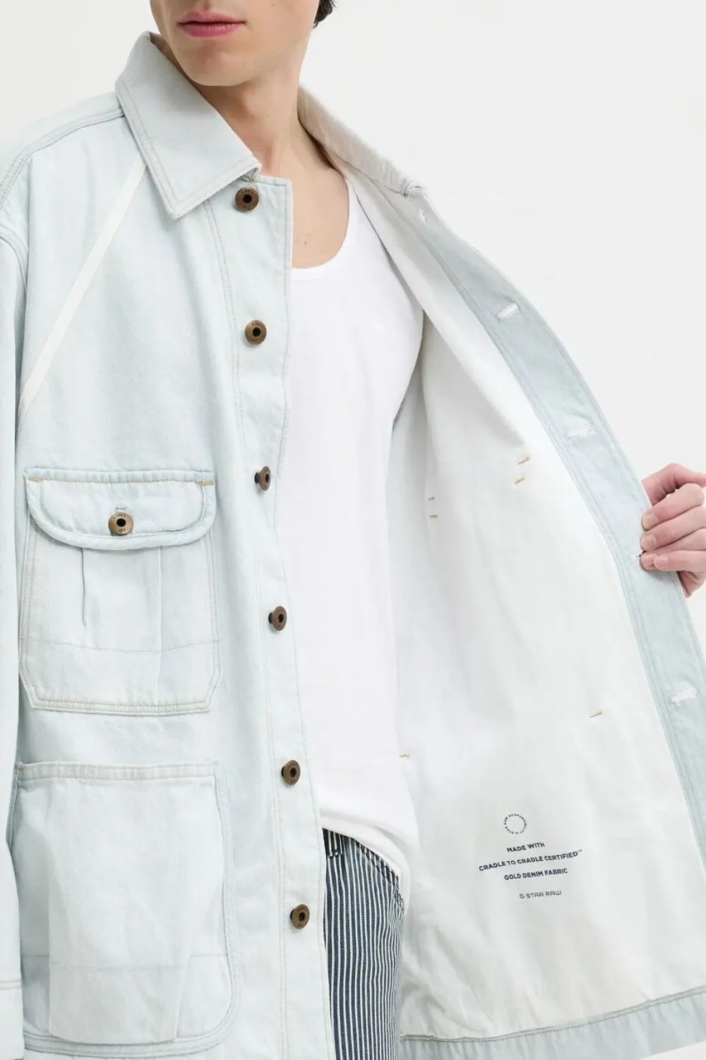 G-Star RAW Denim jack met vlakken Blauw