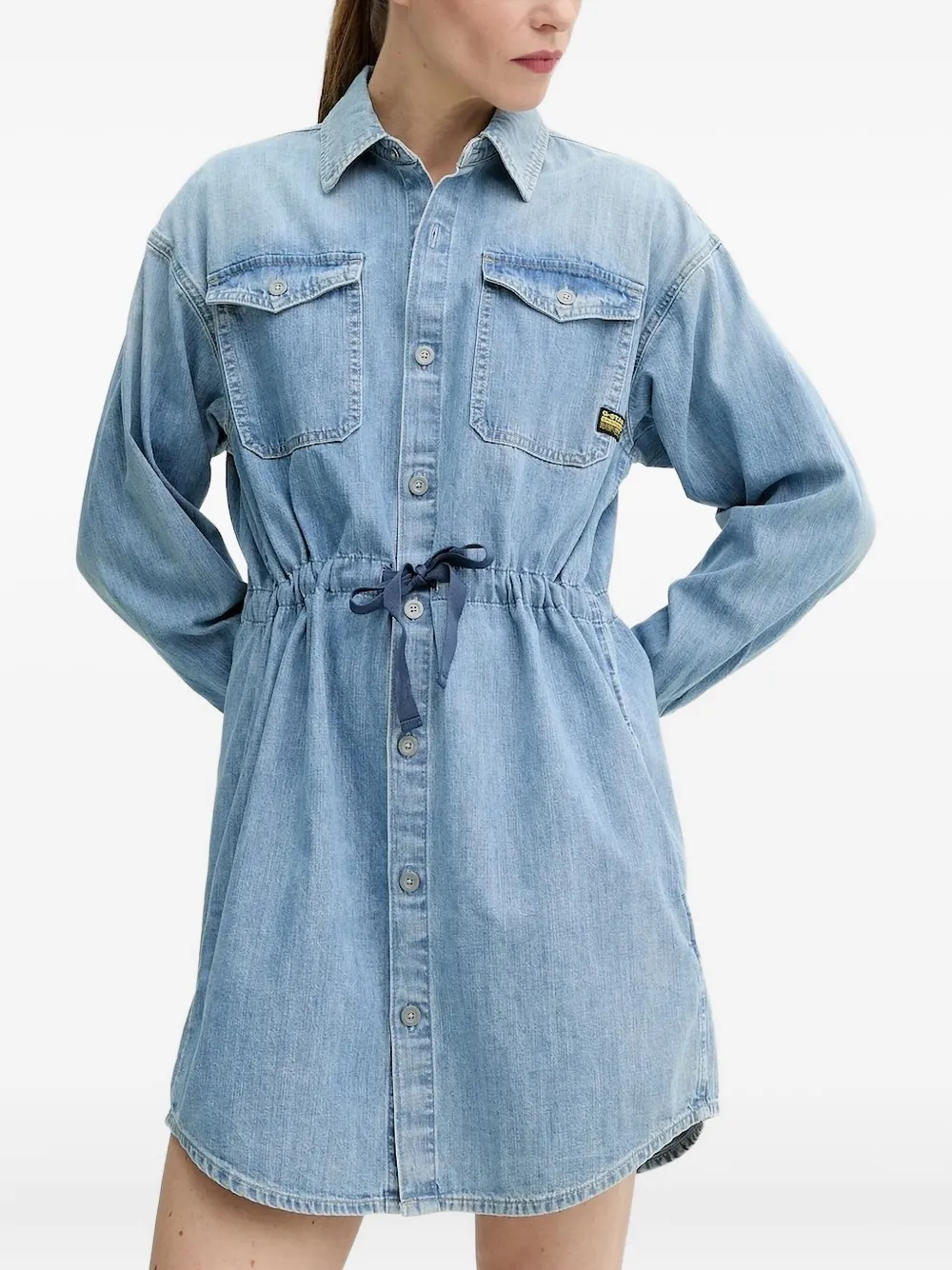 G-star Raw Drawstring Denim Mini Dress In Blue