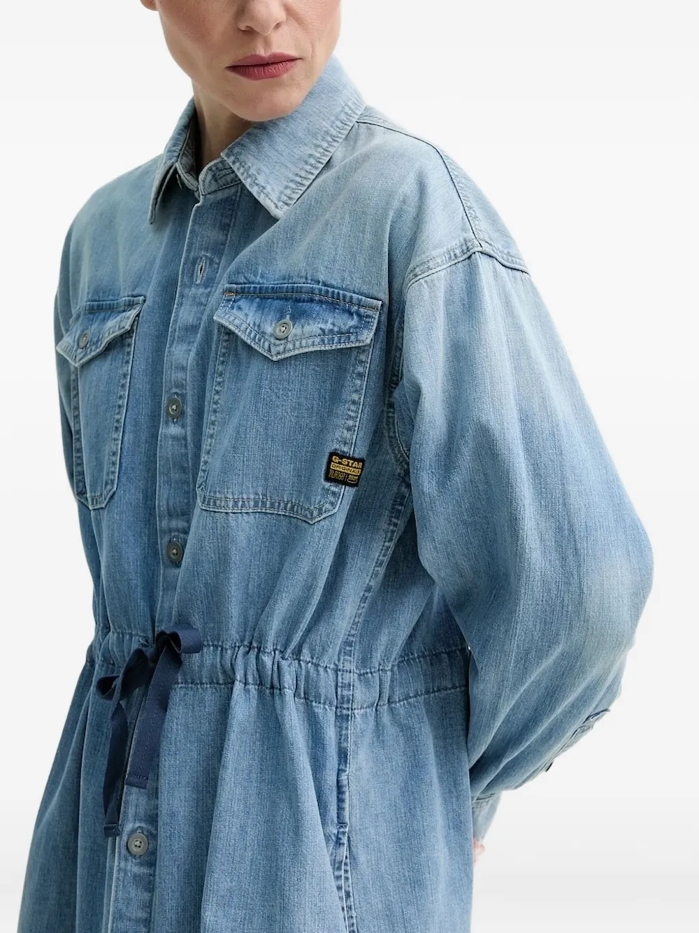 G-Star RAW Denim mini-jurk met trekkoord Blauw
