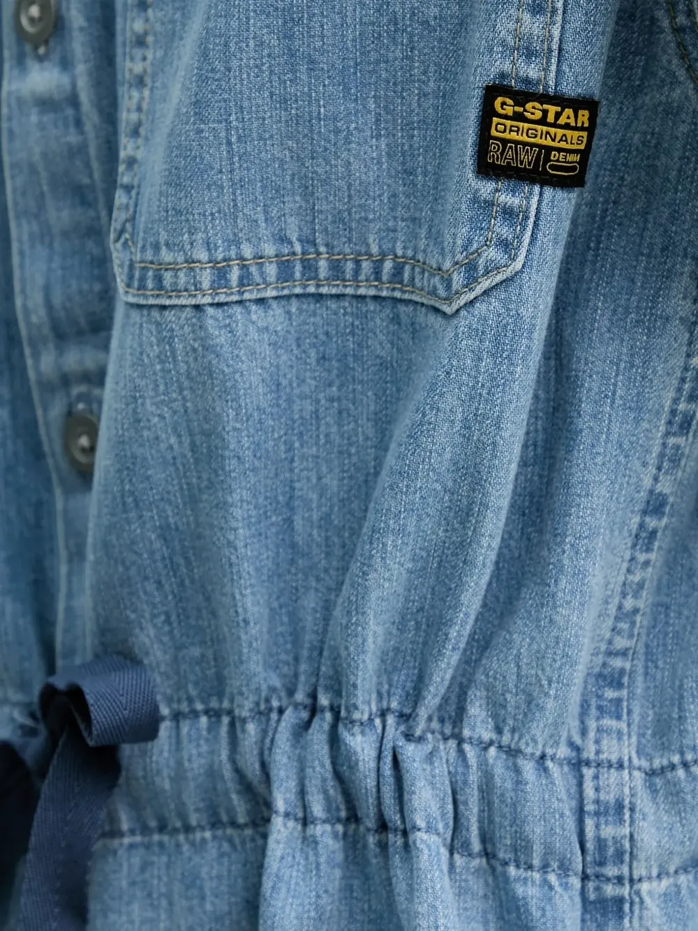 G-Star RAW Denim mini-jurk met trekkoord Blauw