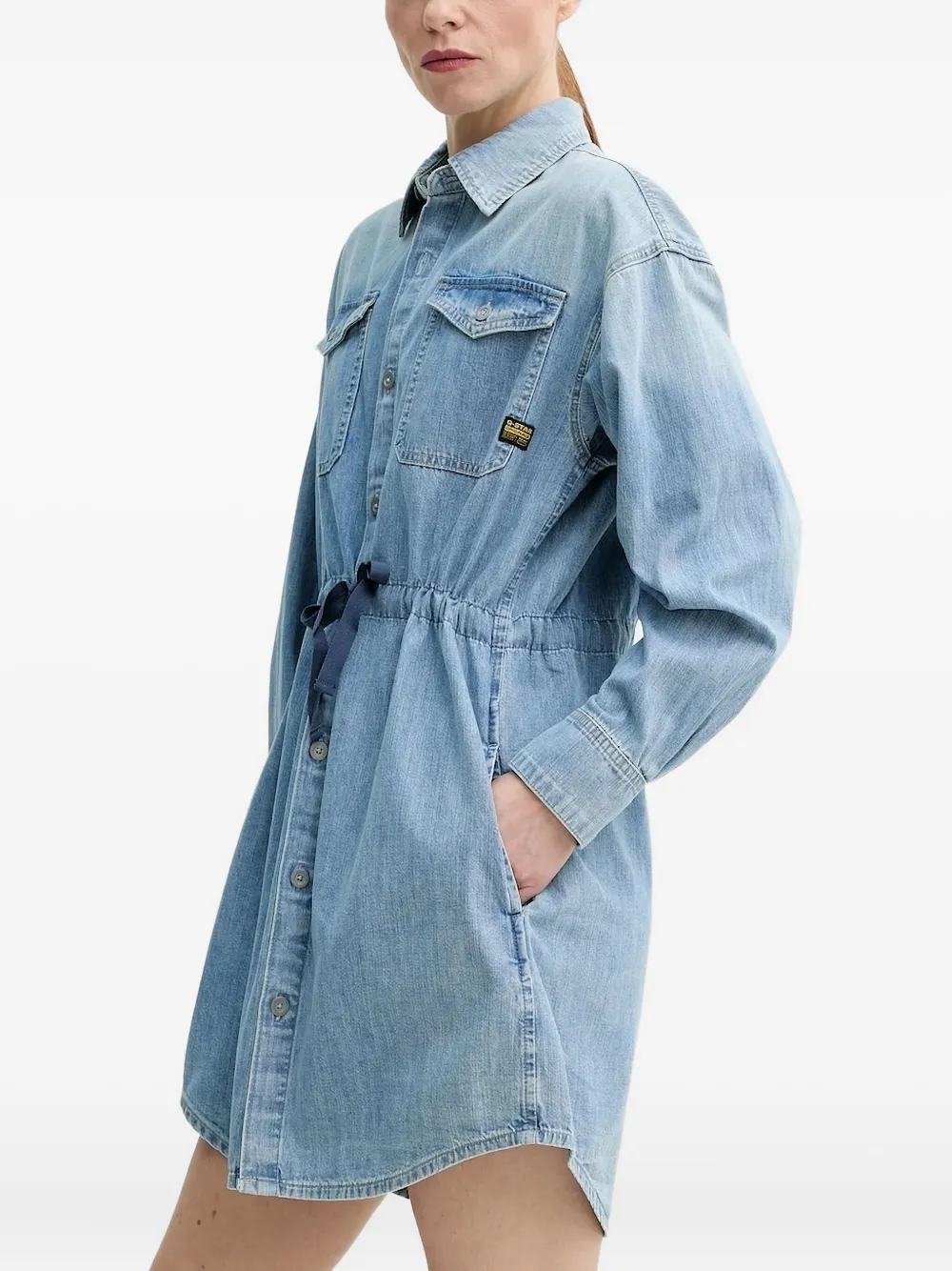 G-Star RAW Denim mini-jurk met trekkoord Blauw