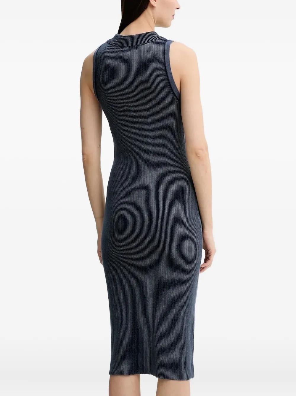 G-Star RAW Geribbelde midi-jurk met rits - Blauw