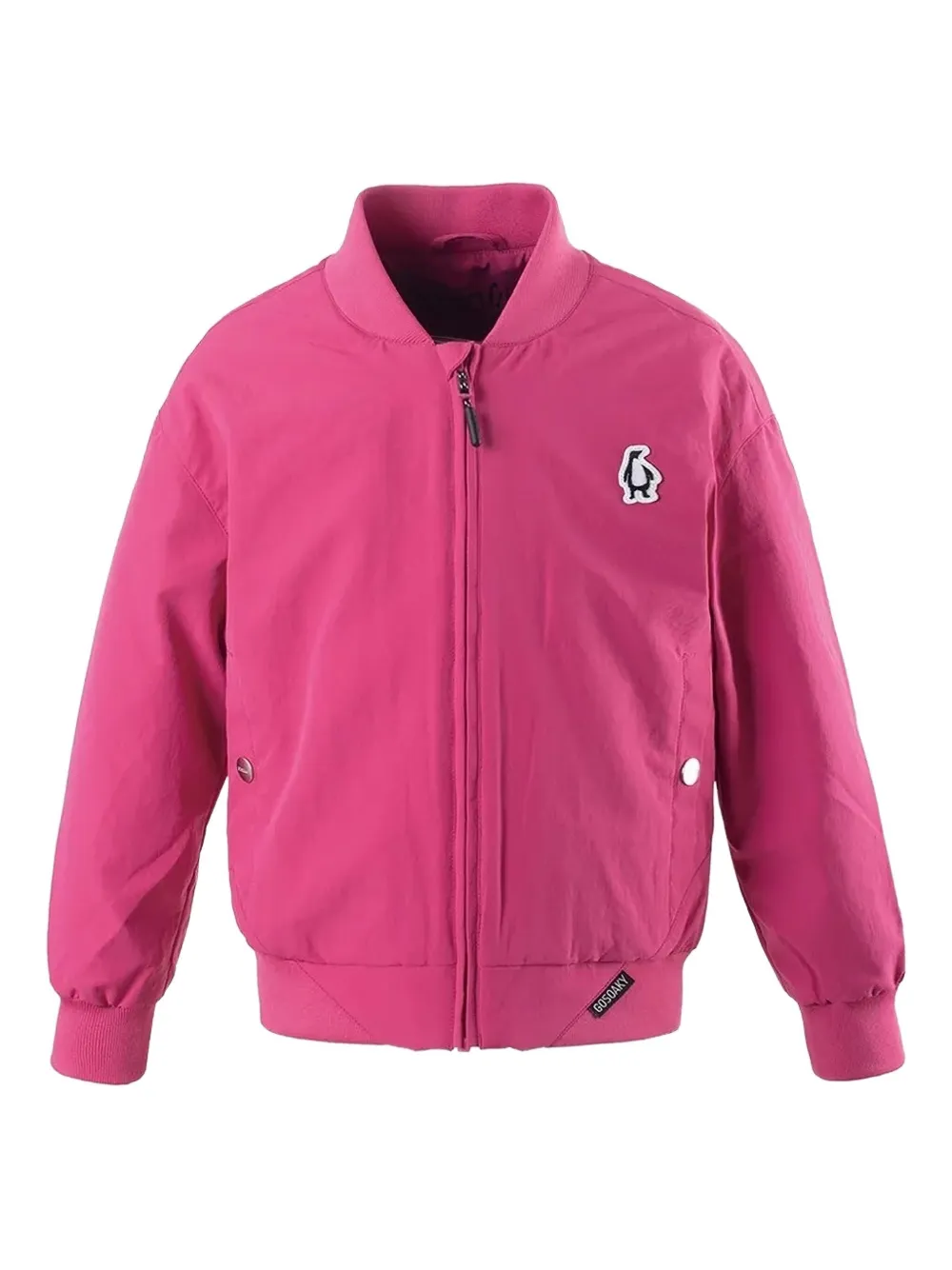 Gosoaky Bright Monkey Penguin-emblem Bomber Jacket In Pink