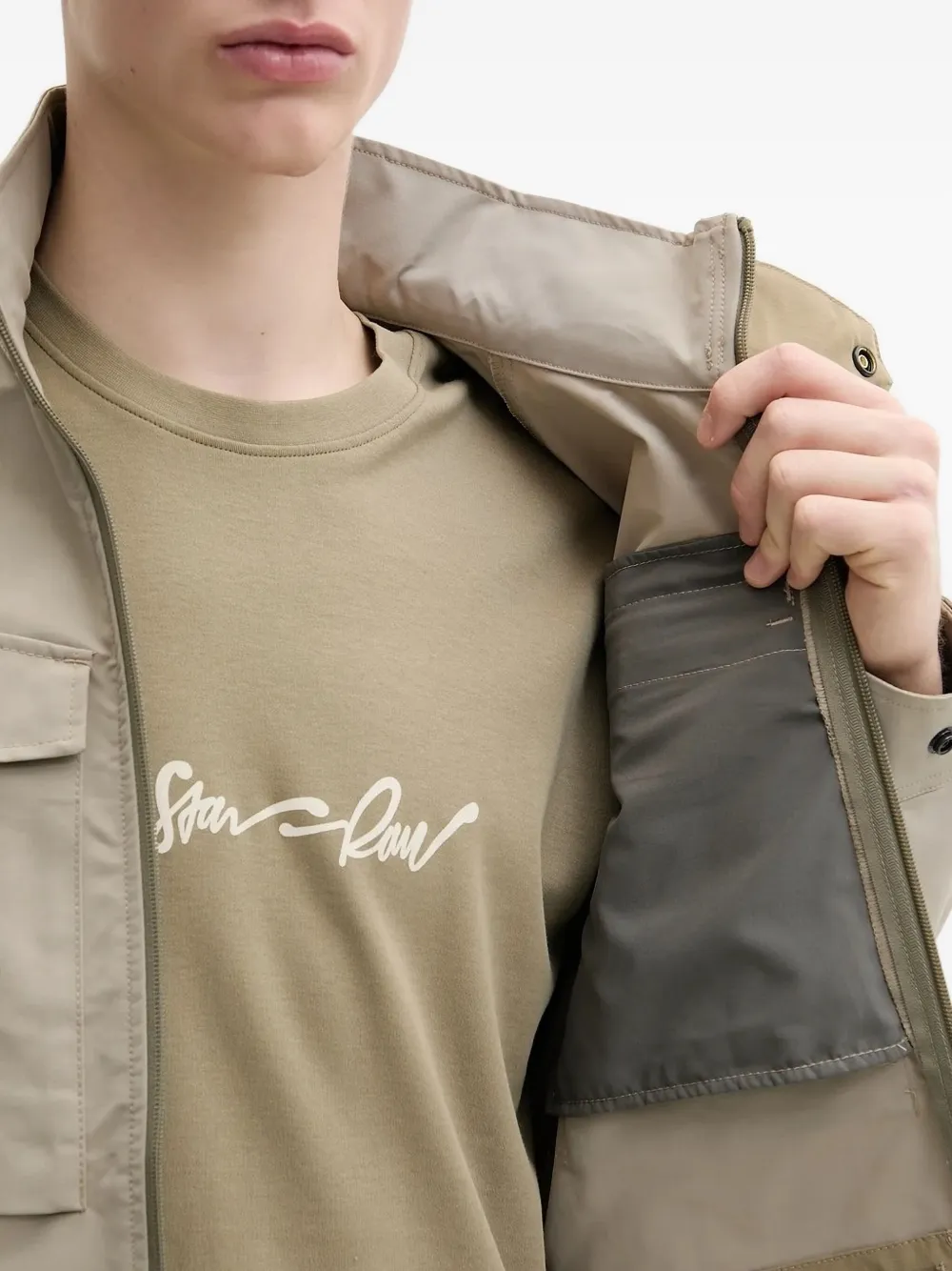 G-Star RAW zip-fastening flap-pocket jacket Beige
