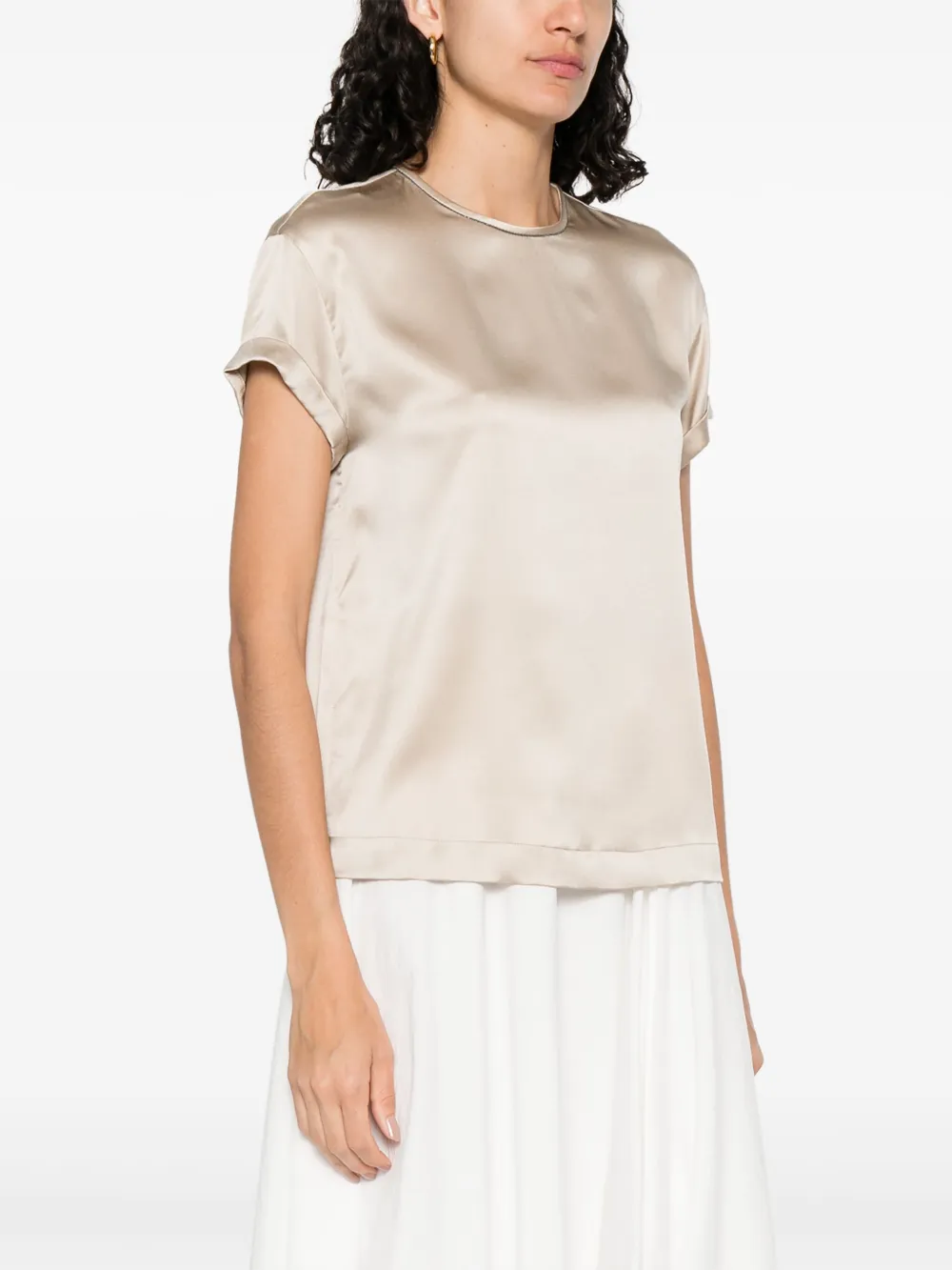 Brunello Cucinelli Satijnen top Beige