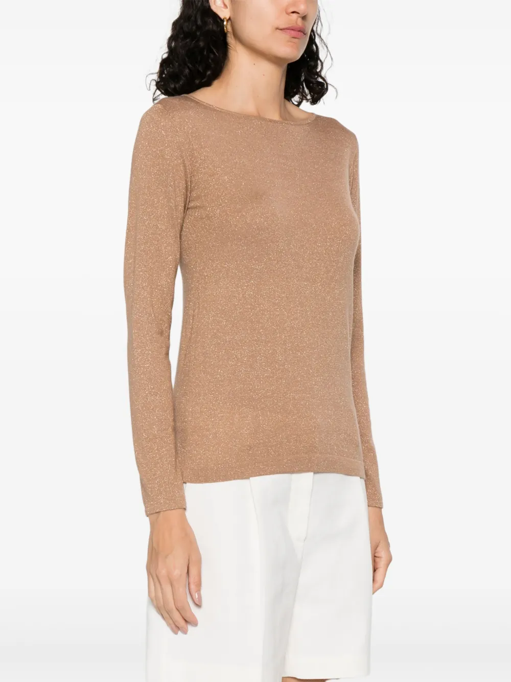 Shop Brunello Cucinelli Metallic-thread T-shirt