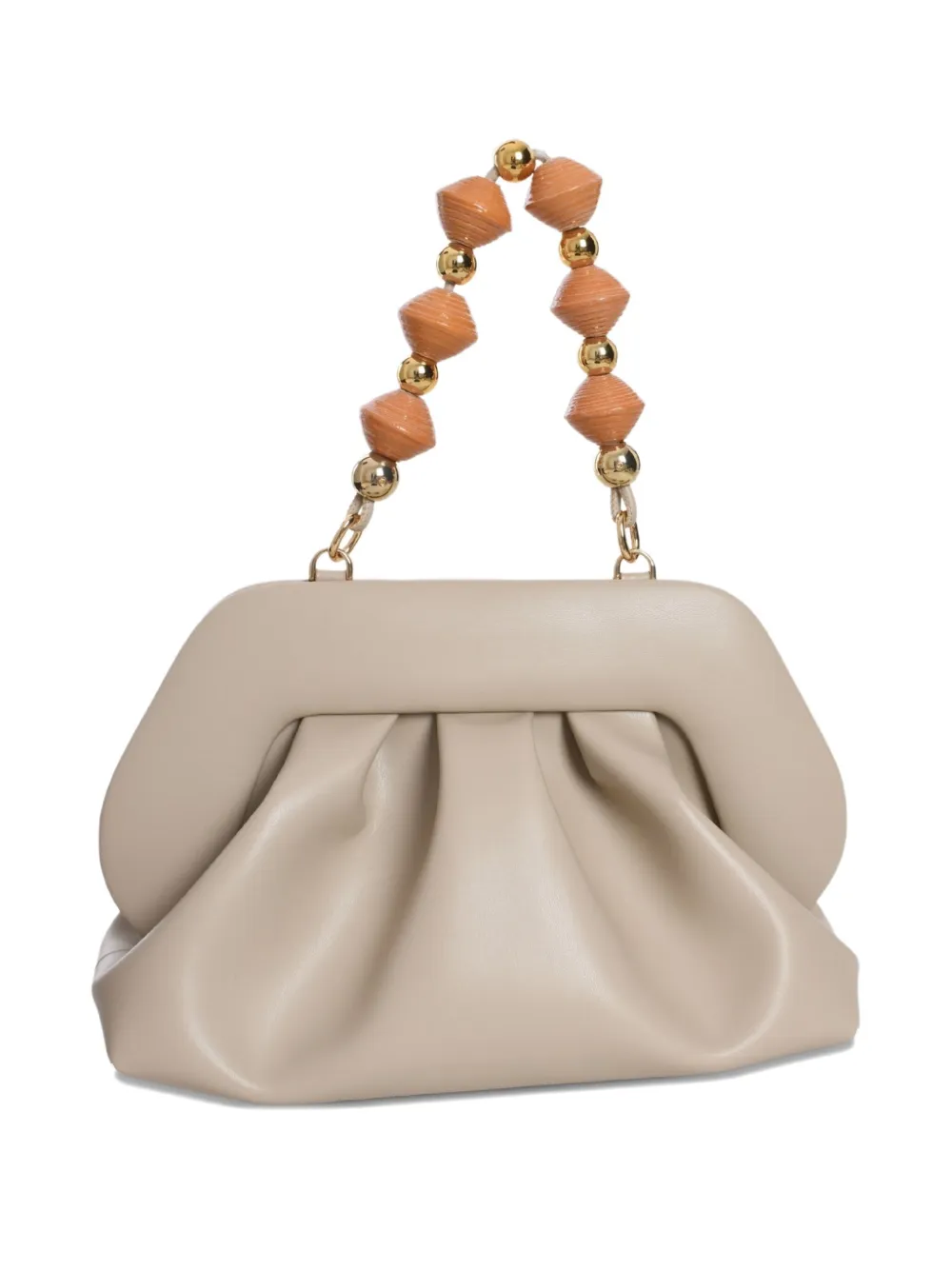 Themoirè Tia ruched leather clutch bag - Bruin