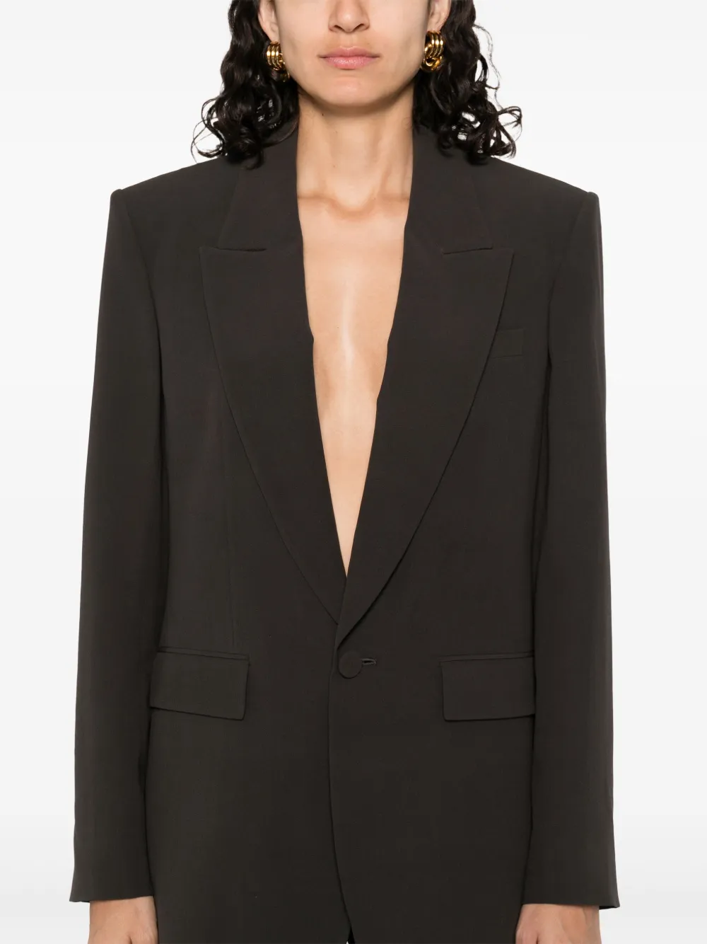 Saint Laurent silk single-breasted blazer Groen