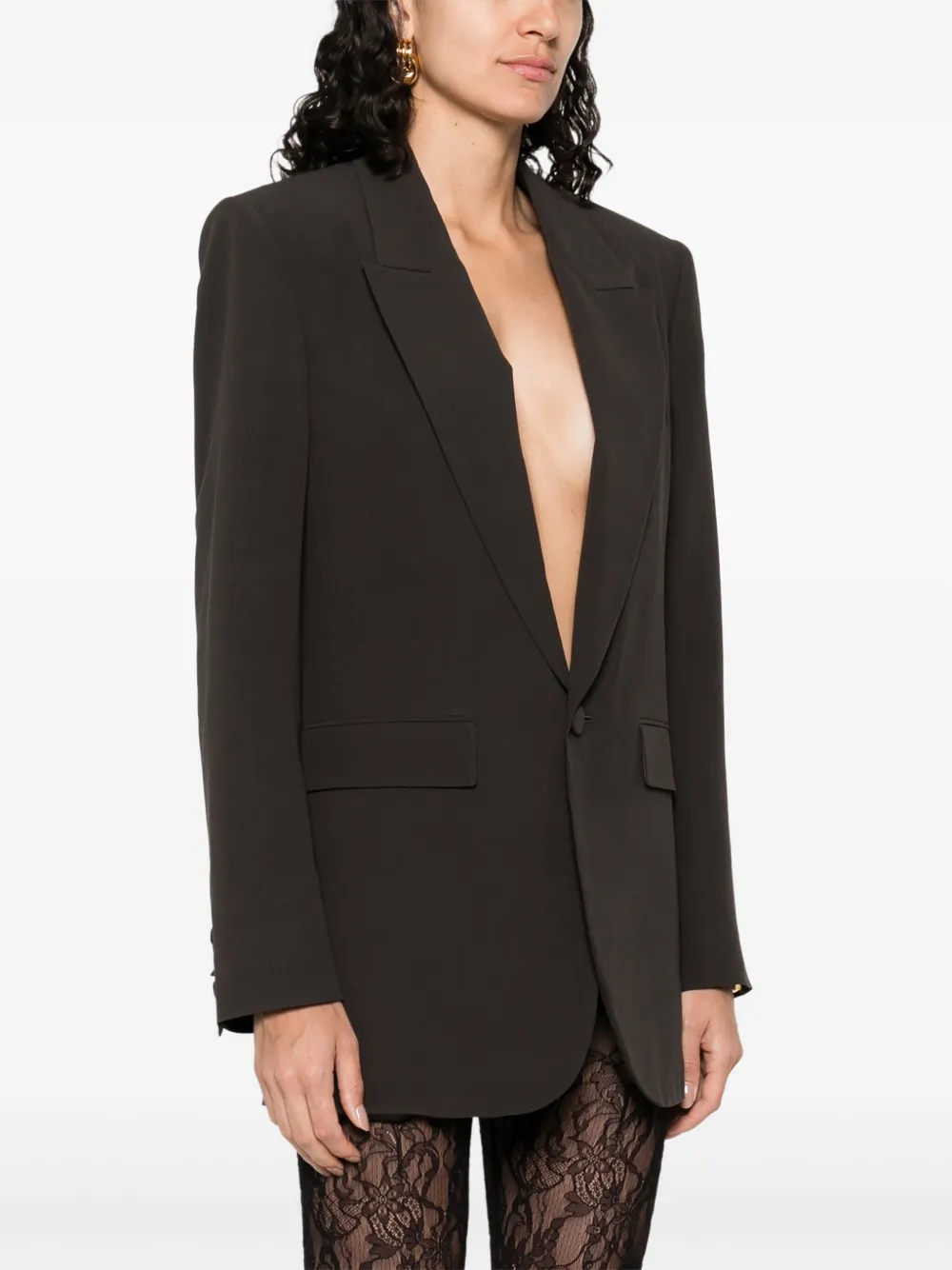 Saint Laurent silk single-breasted blazer Groen