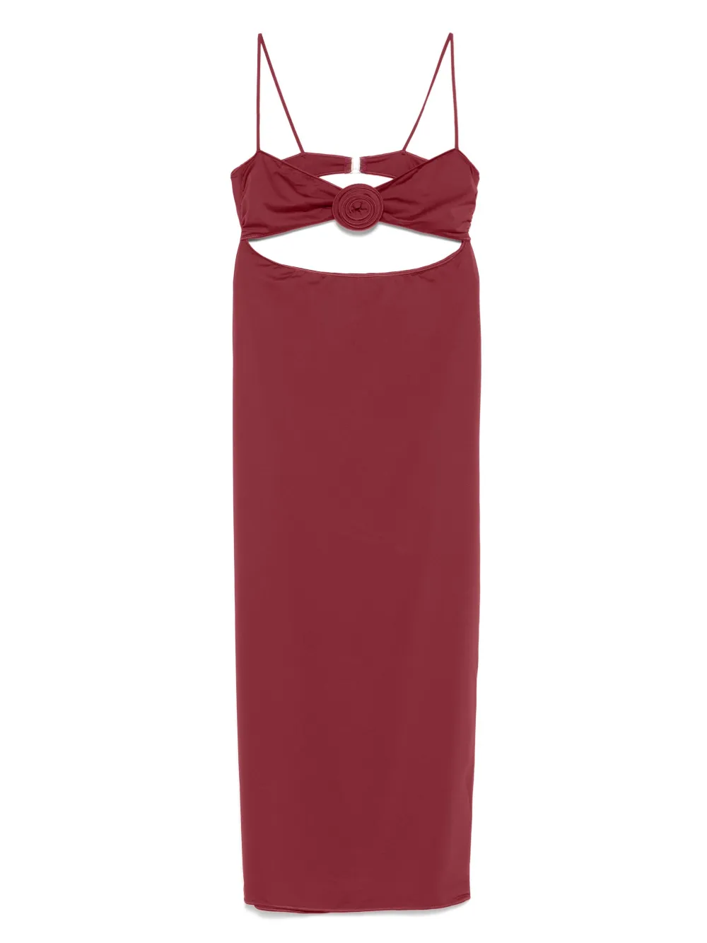 flower-detailing midi dress