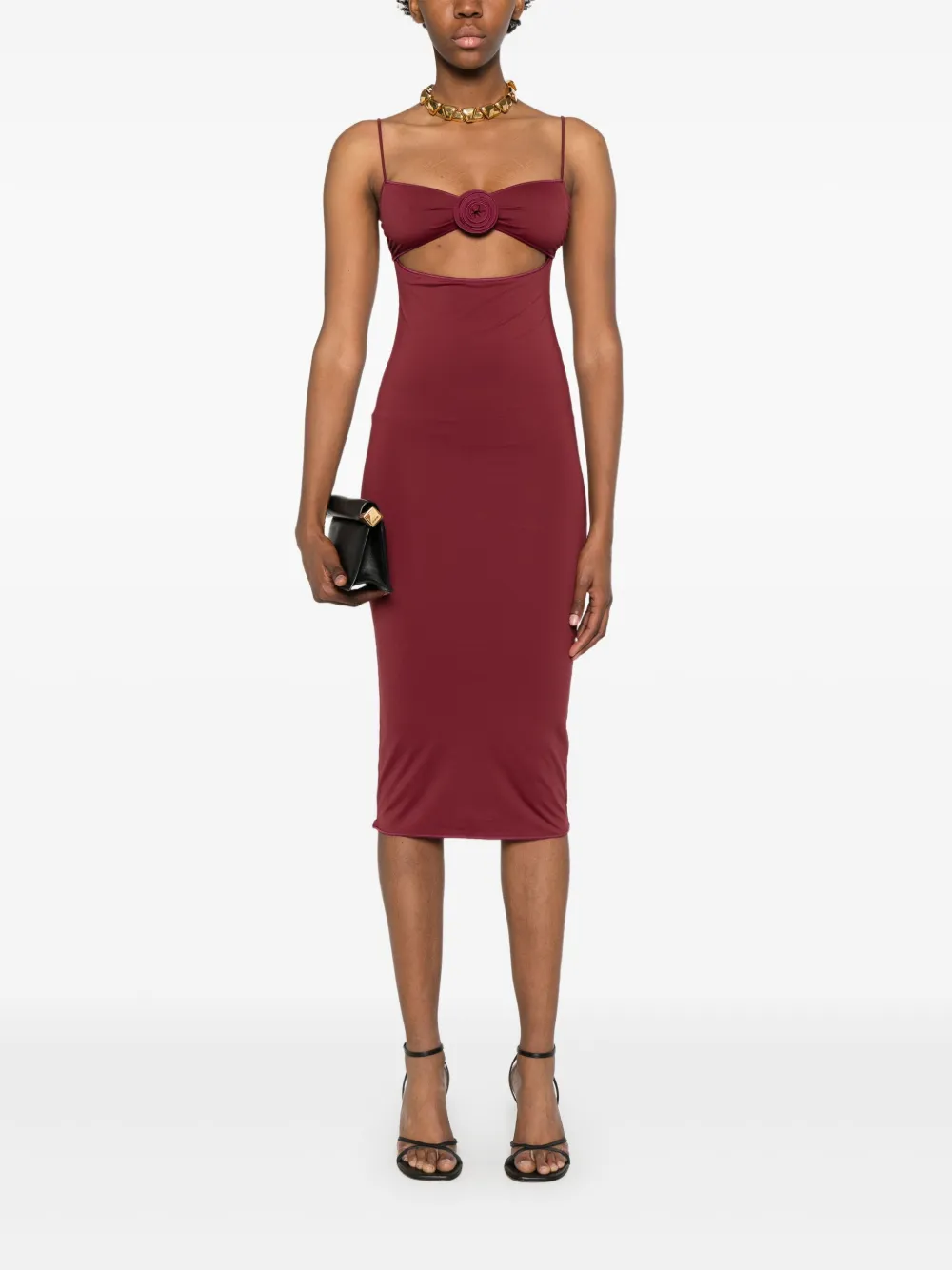 La Reveche Midi-jurk met bloemdetail - Rood