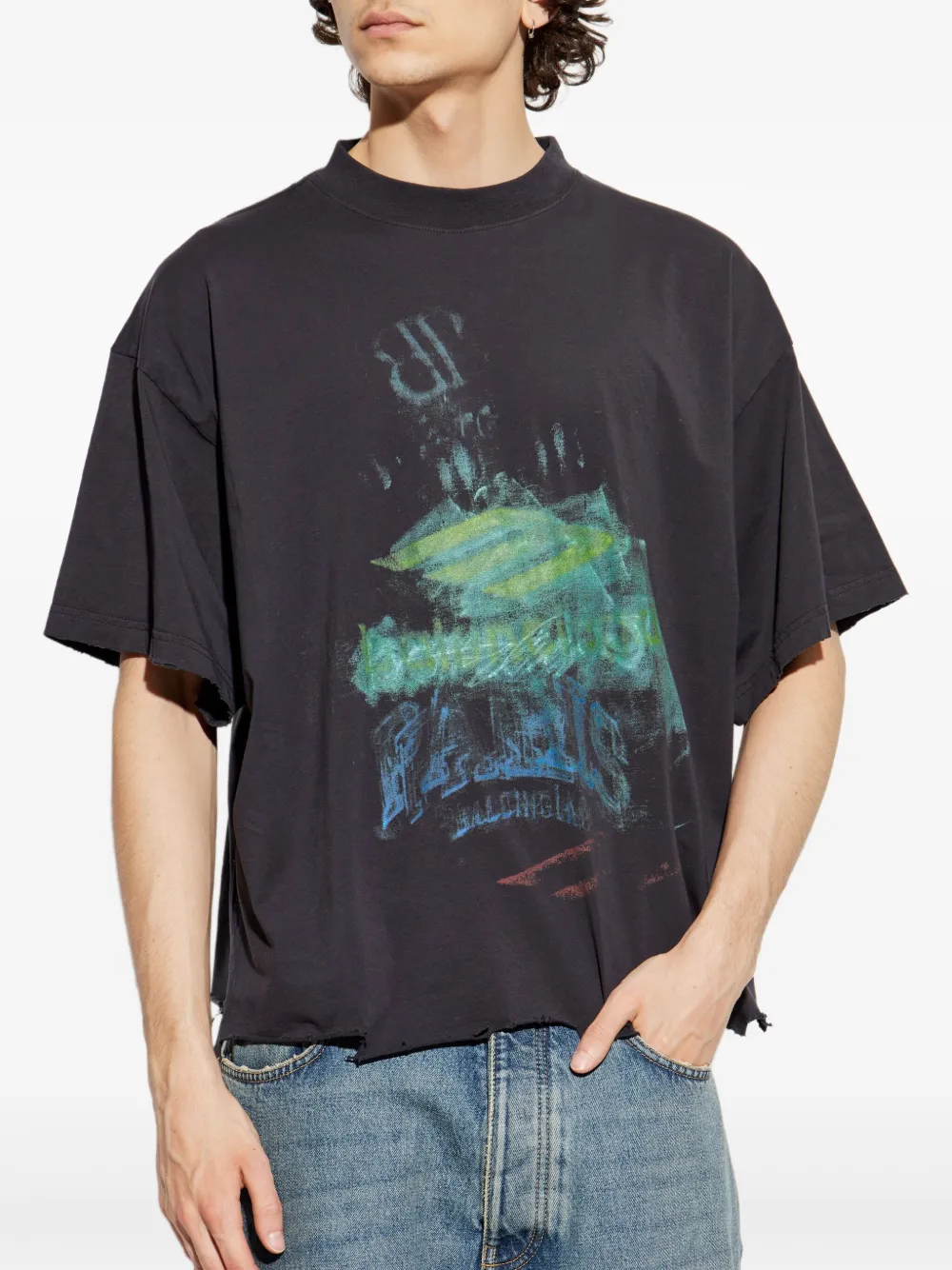 Balenciaga T-shirt met print Zwart