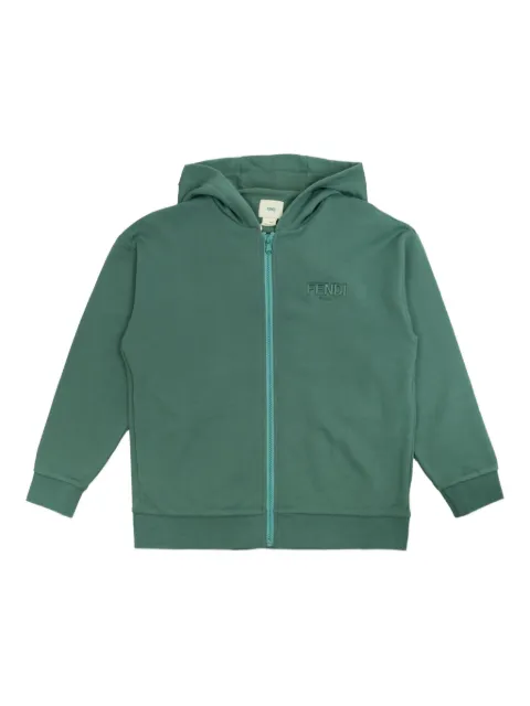 Fendi Kids embroidered-logo zip-up hoodie
