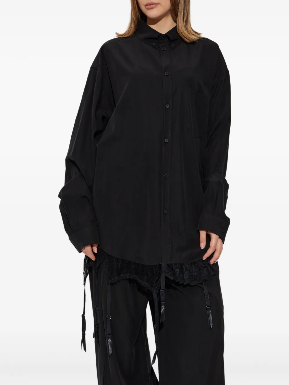 Balenciaga Blouse met kanten vak Zwart