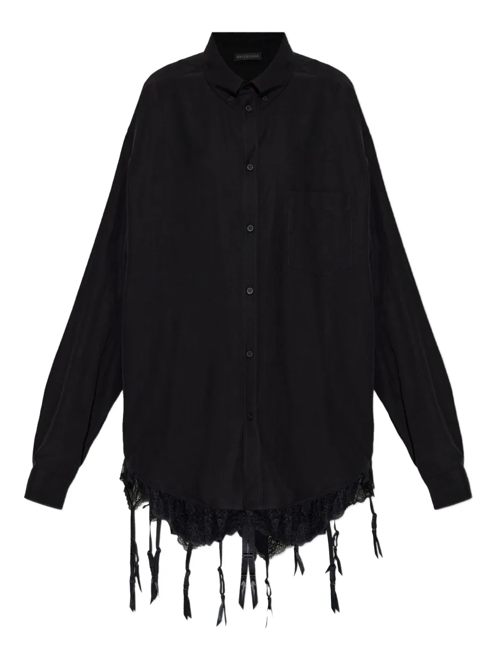 Balenciaga Blouse met kanten vak Zwart
