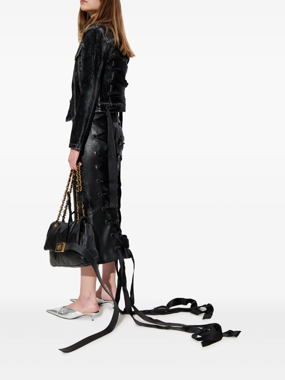 Balenciaga Leren rok Zwart