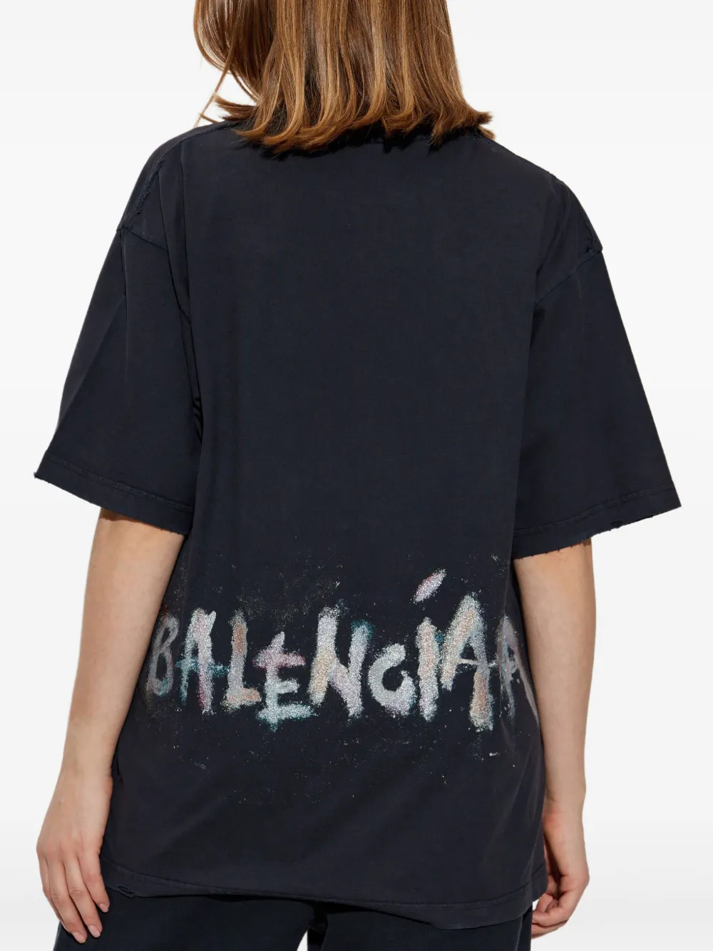 Balenciaga T-shirt verfraaid met logo Zwart