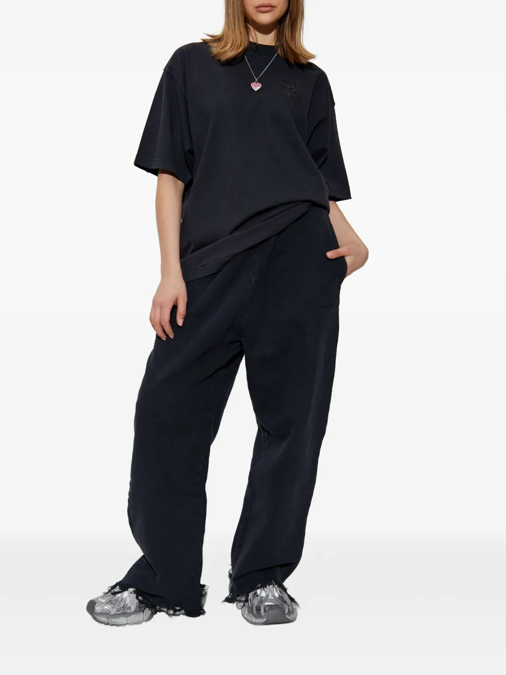 Balenciaga T-shirt verfraaid met logo Zwart