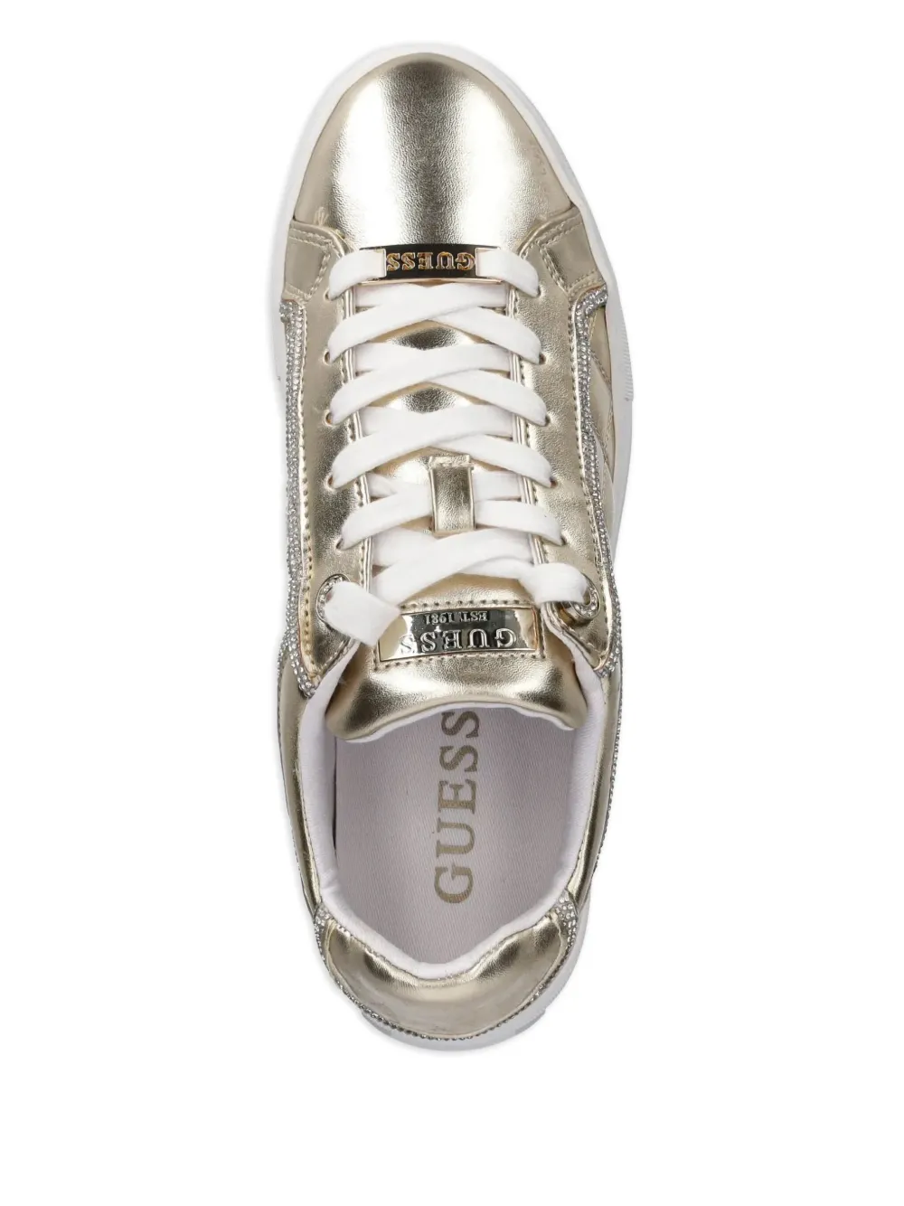 GUESS USA Gewatteerde metallic sneakers Goud