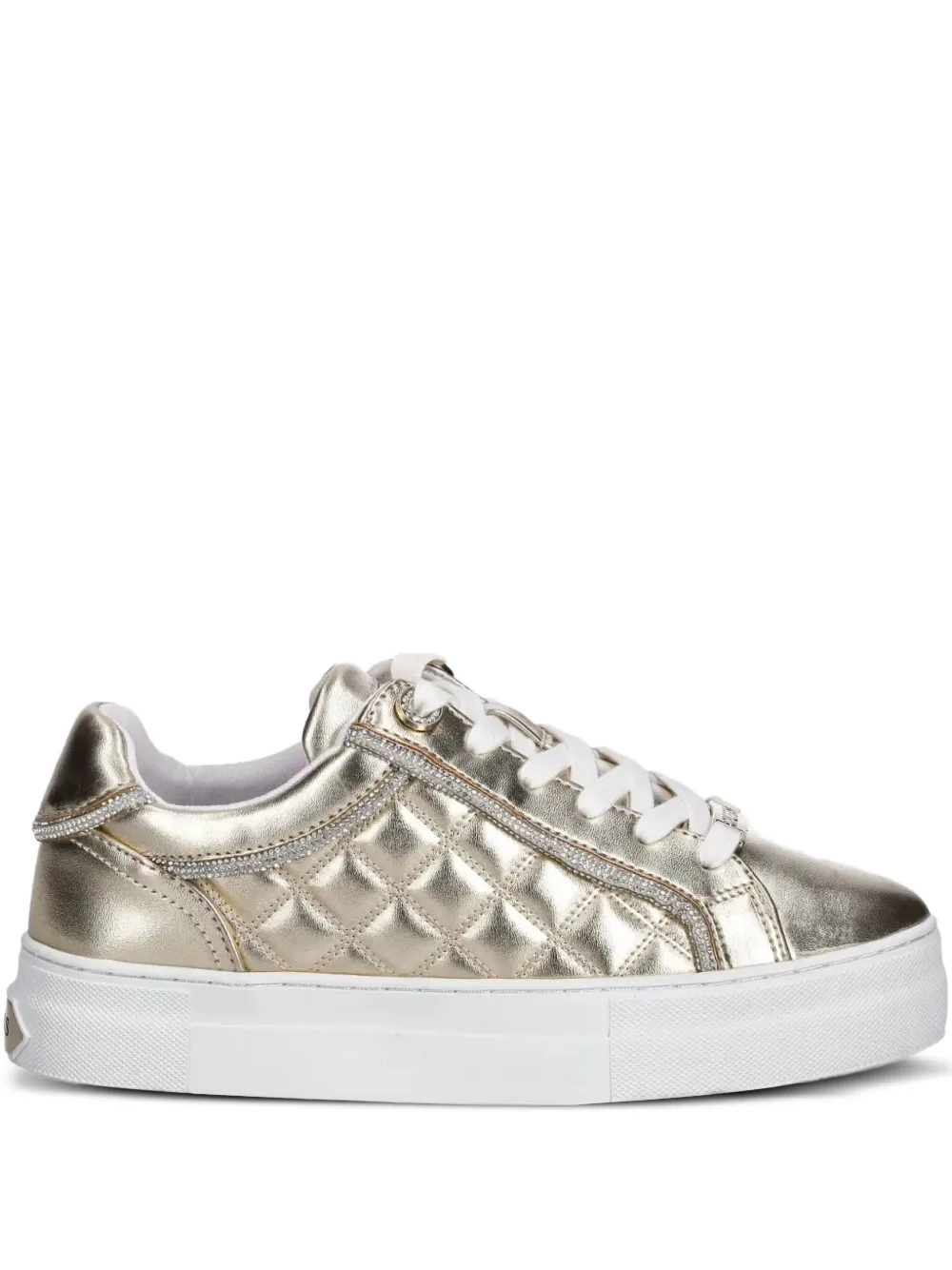 GUESS USA Gratea quilted metallic-effect sneakers Gold