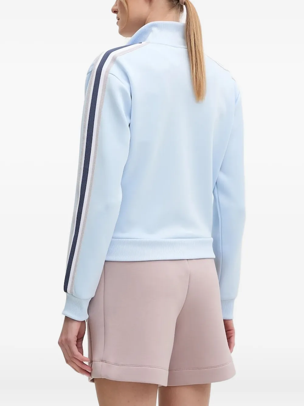 Guess Usa Stripe-detail Zip-up Jacket In Blue