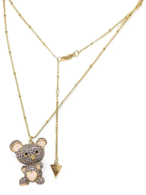 GUESS USA teddy-bear charm crystal-embellished necklaces