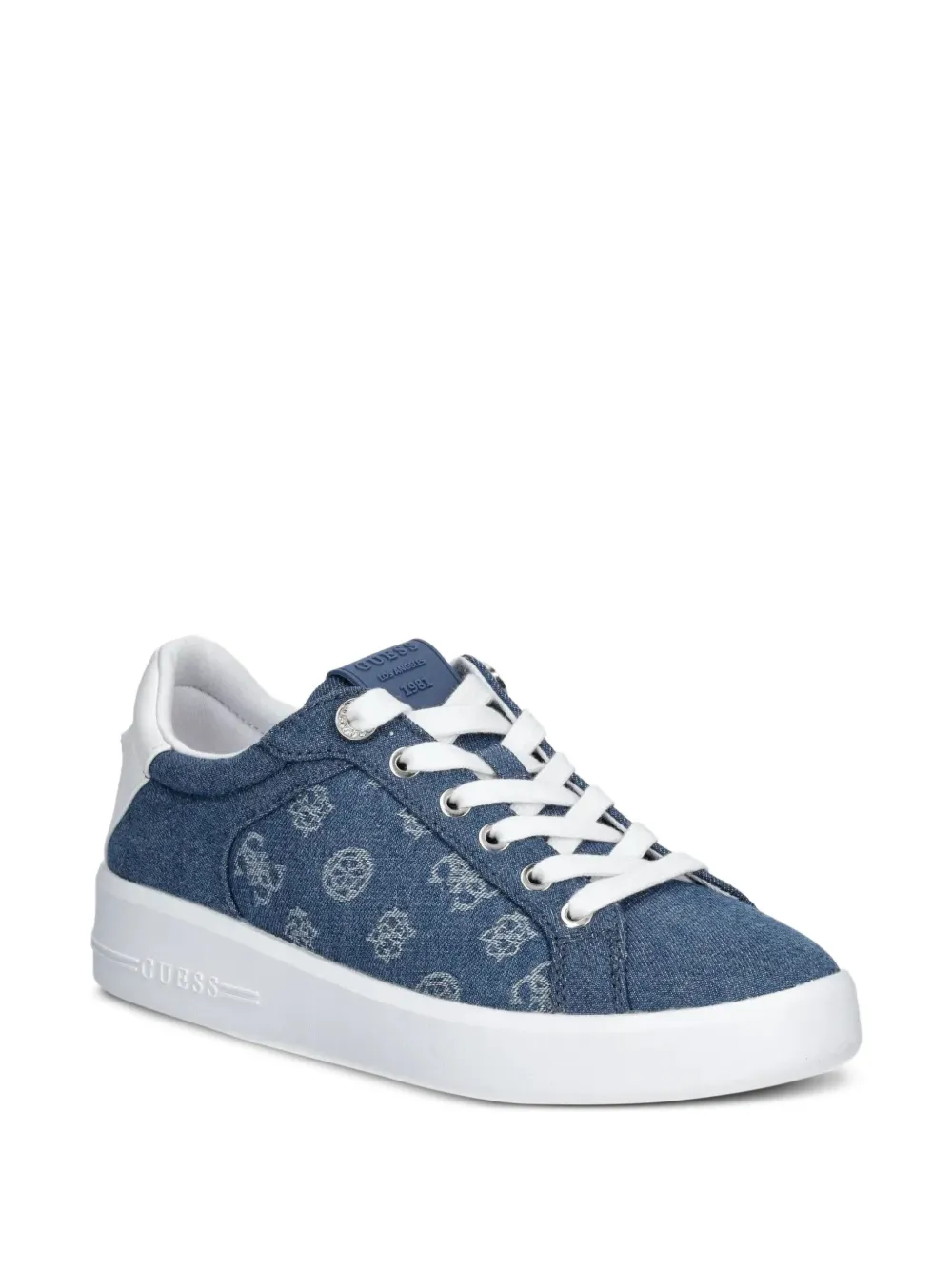 GUESS USA Denim low-top sneakers met borduurwerk - Blauw