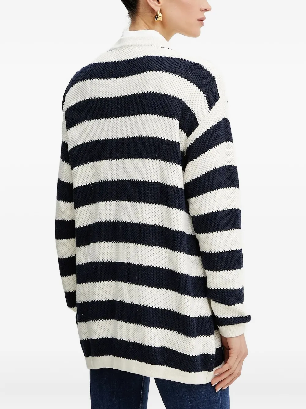 Guess Usa Striped Buttoned Cardigan In White