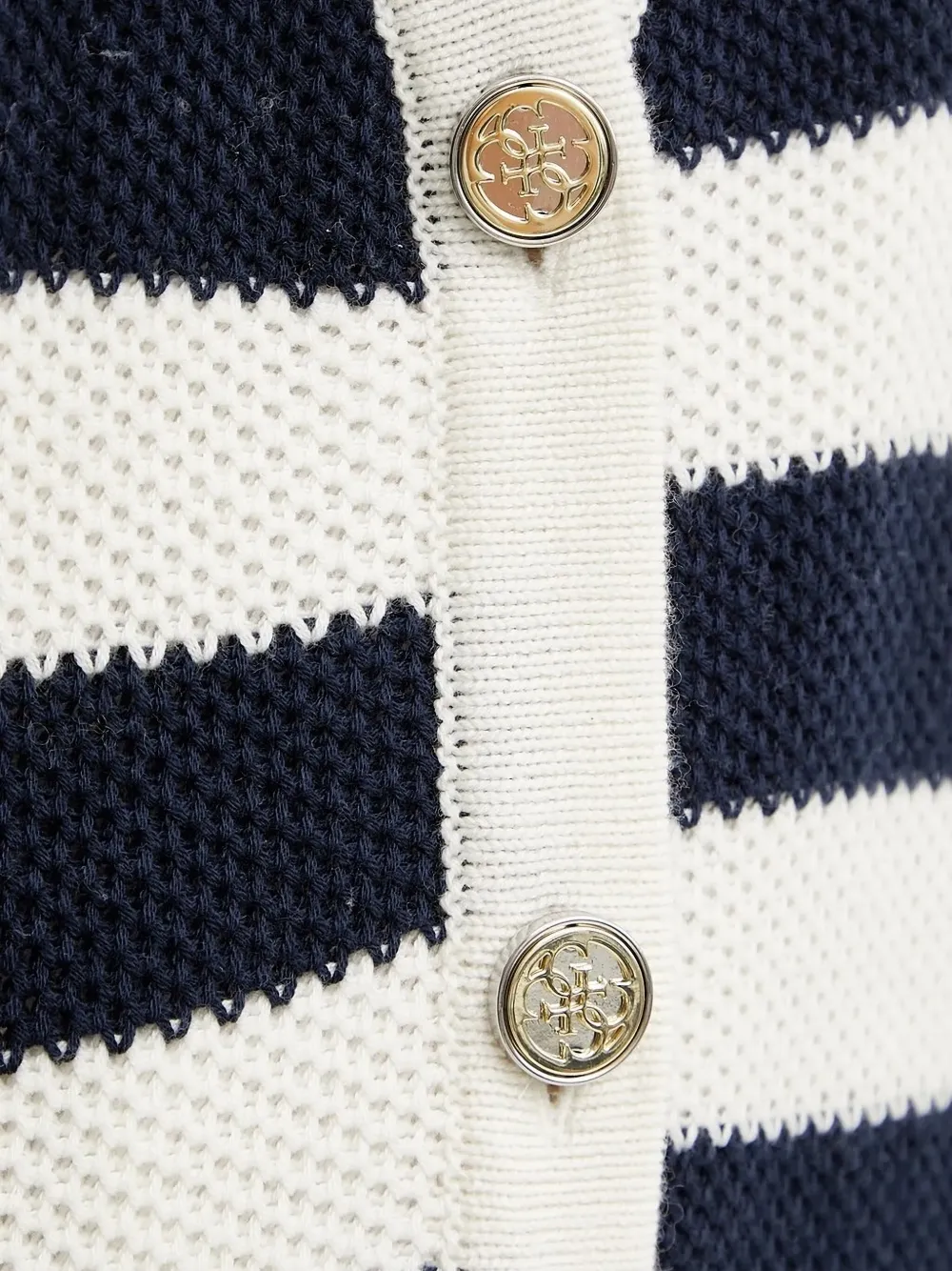 Guess Usa Striped Buttoned Cardigan In White