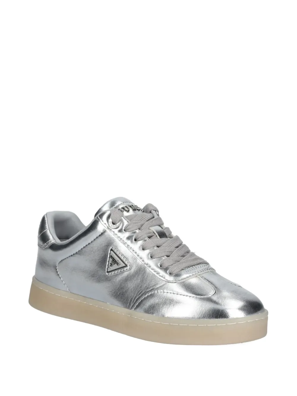 GUESS USA Jazlie metallic-effect leather low-top sneakers Silver
