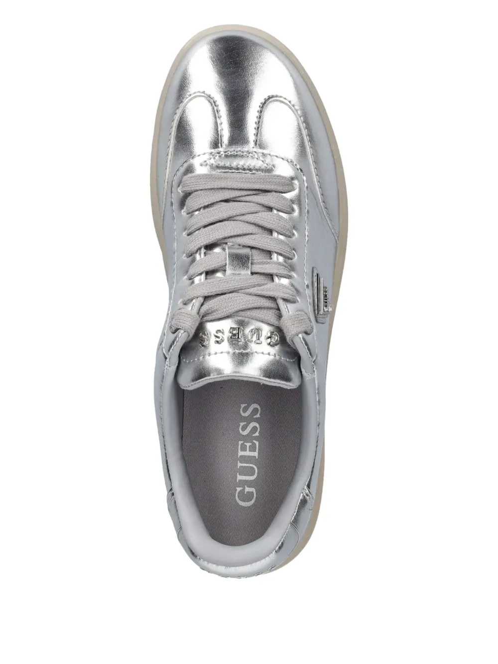 GUESS USA Jazlie metallic-effect leather low-top sneakers Silver