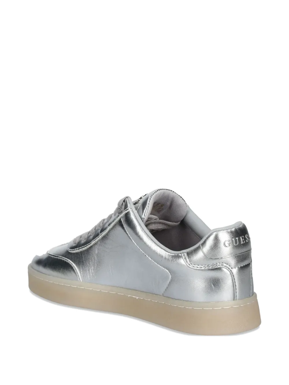 GUESS USA Jazlie metallic-effect leather low-top sneakers Silver