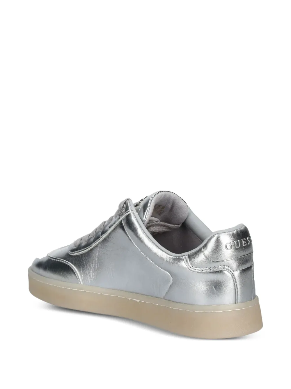 GUESS USA Jazlie metallic-effect leather low-top sneakers Silver