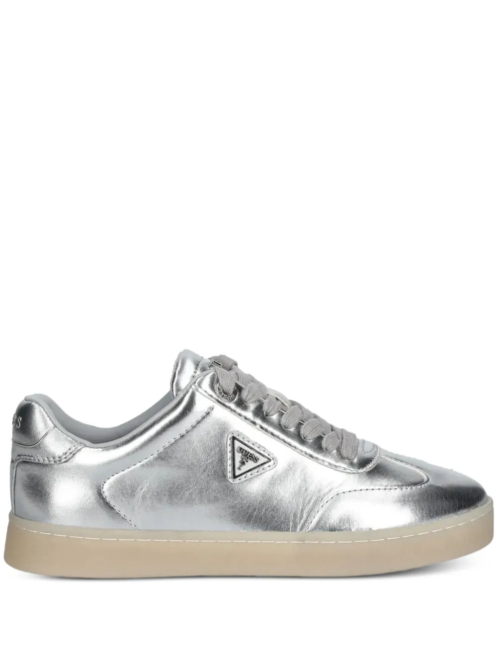 GUESS USA Jazlie metallic-effect leather low-top sneakers Silver