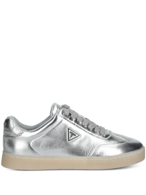 GUESS USA Jazlie metallic-effect leather low-top sneakers
