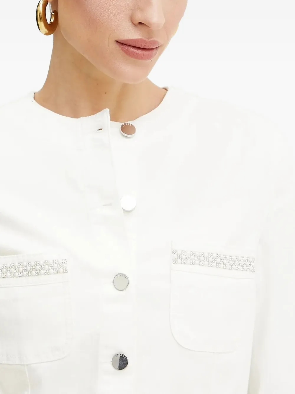 Guess Usa Embellished Button-fastening Jacket In Yellow
