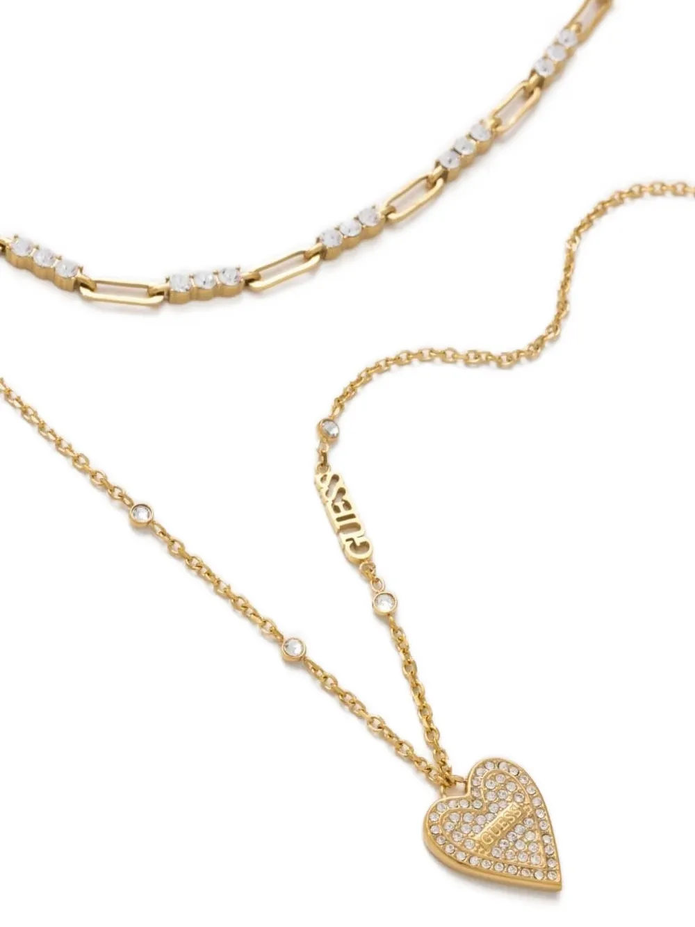 GUESS USA crystal-embellished heart necklace - Goud
