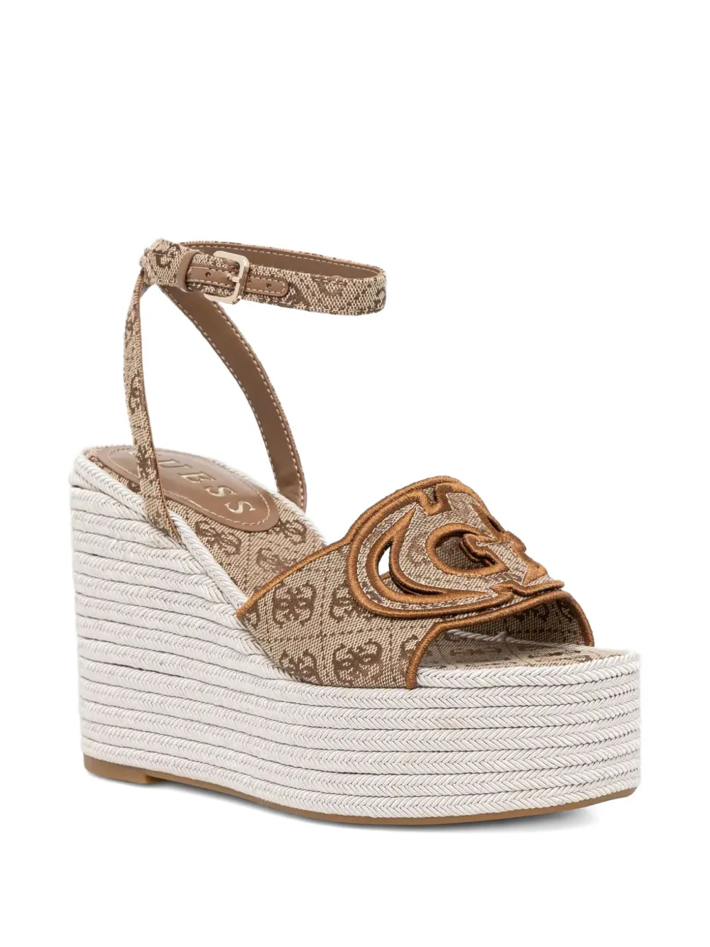 GUESS USA 120mm Tanvee logo-embellished wedge sandals Neutrals