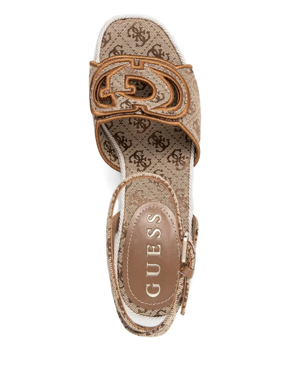 GUESS USA 120mm Tanvee logo-embellished wedge sandals Neutrals
