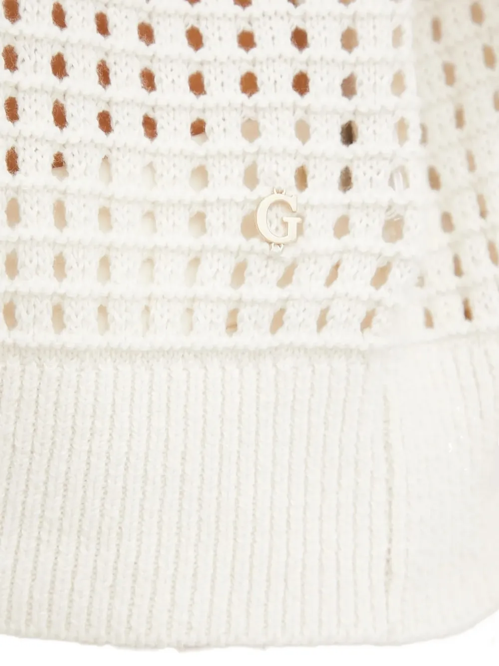 Guess Usa Open-knit Cardigan In Yellow