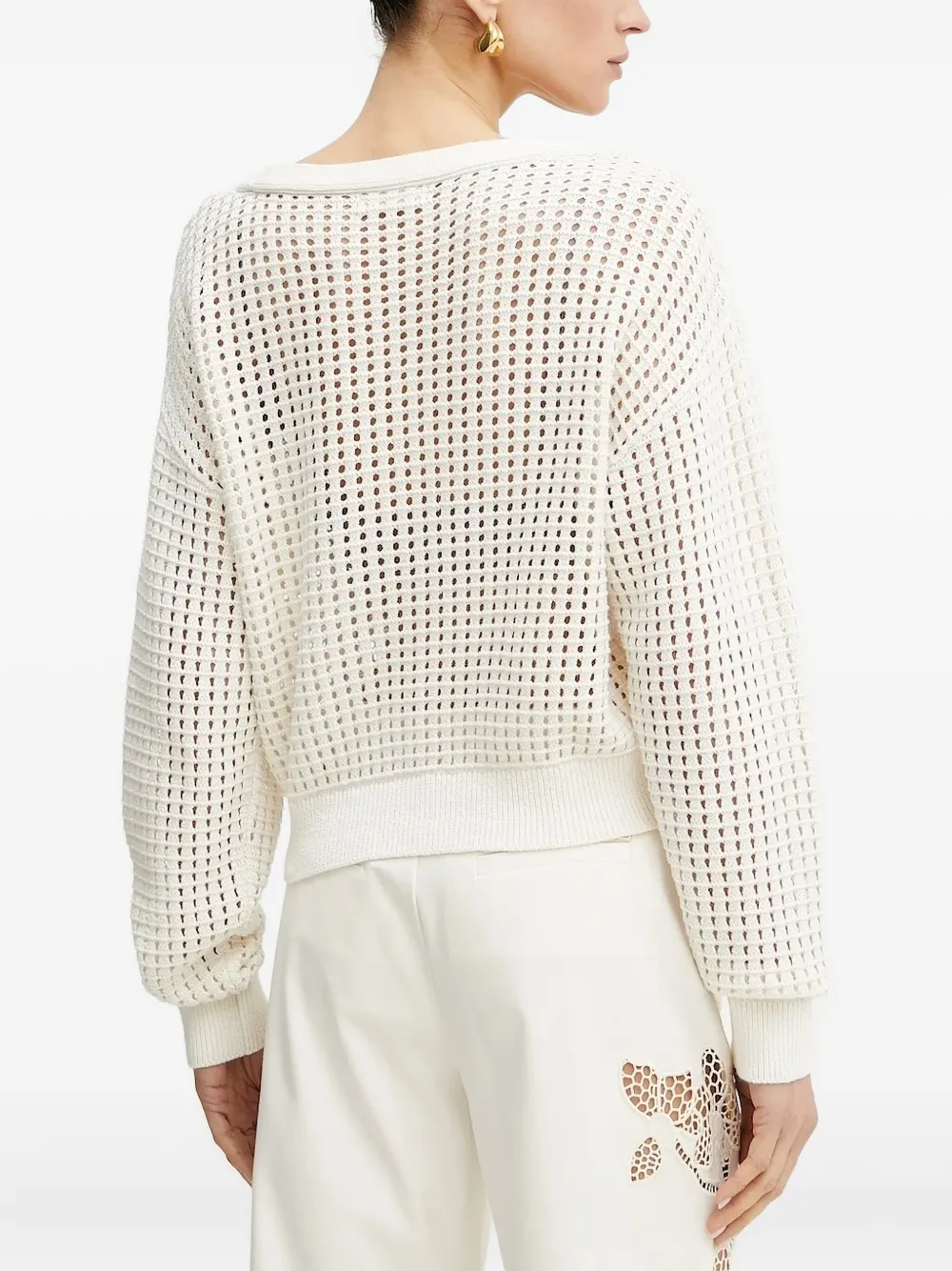 Guess Usa Open-knit Cardigan In Yellow