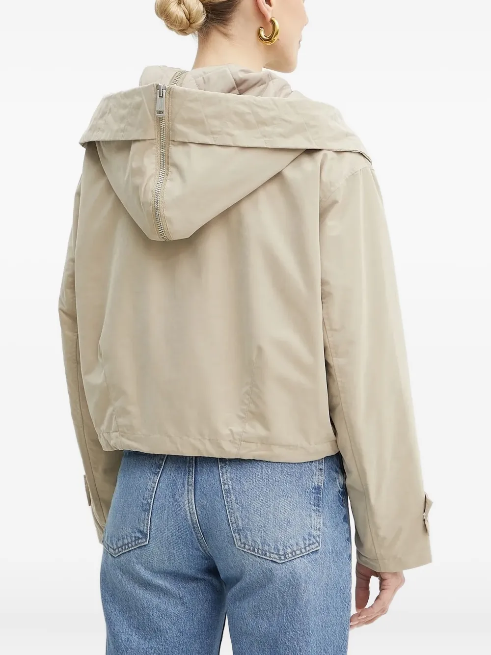 Guess Usa Hooded Drawstring Jacket In Neutral
