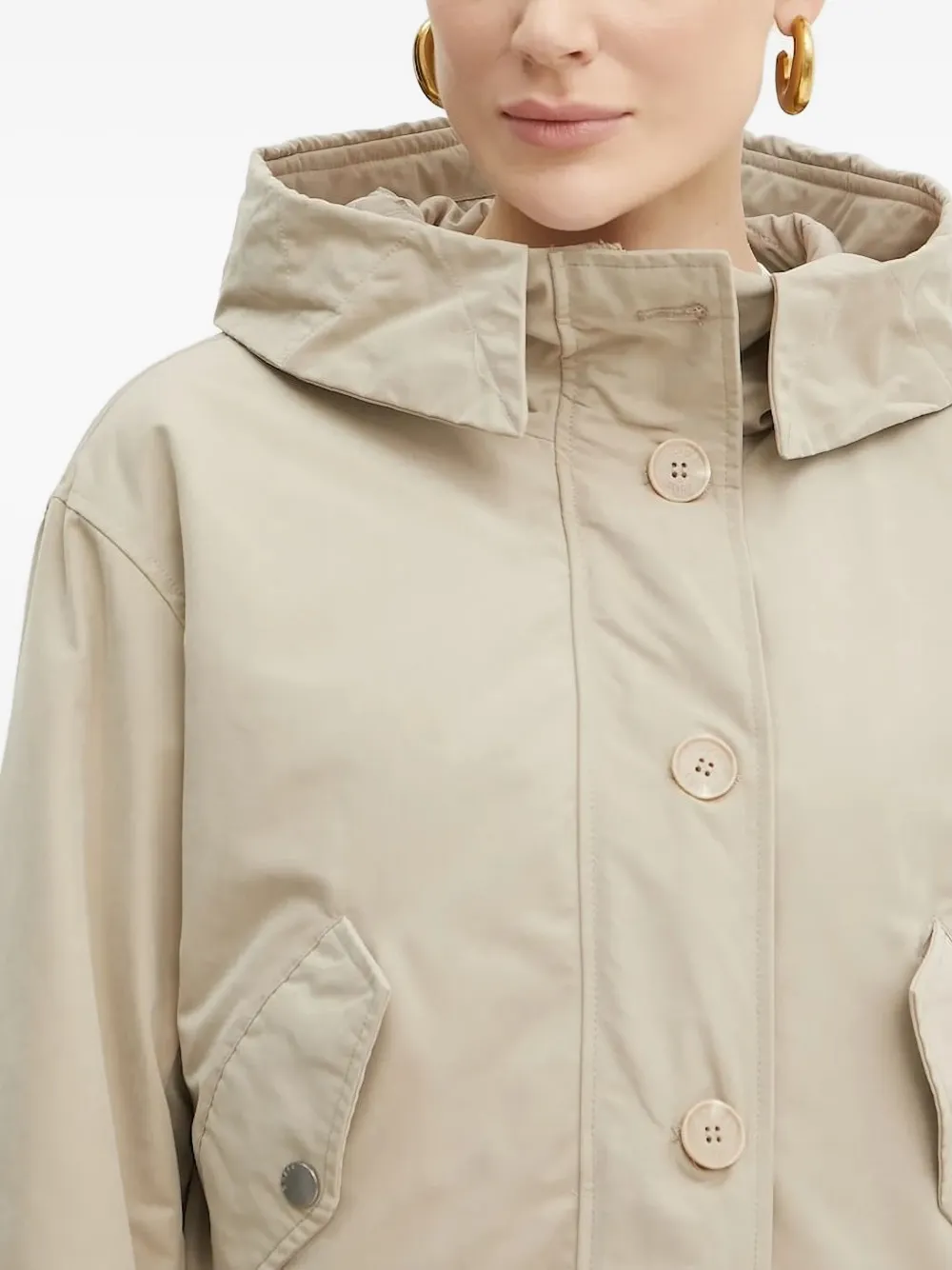 Guess Usa Hooded Drawstring Jacket In Neutral