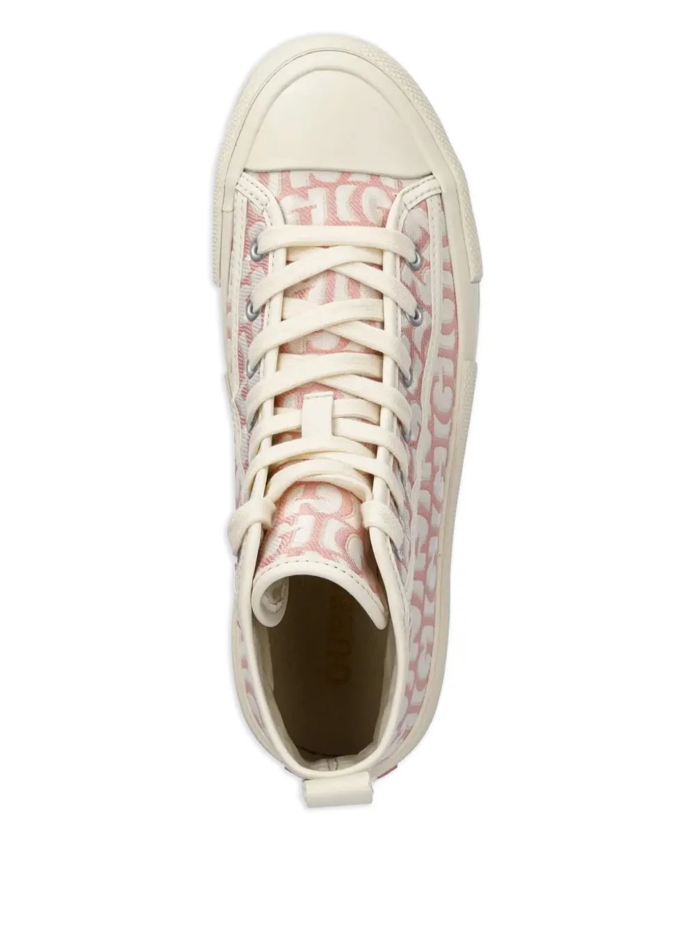 Guess Usa Colyn Monogram-canvas High-top Sneakers In Pink