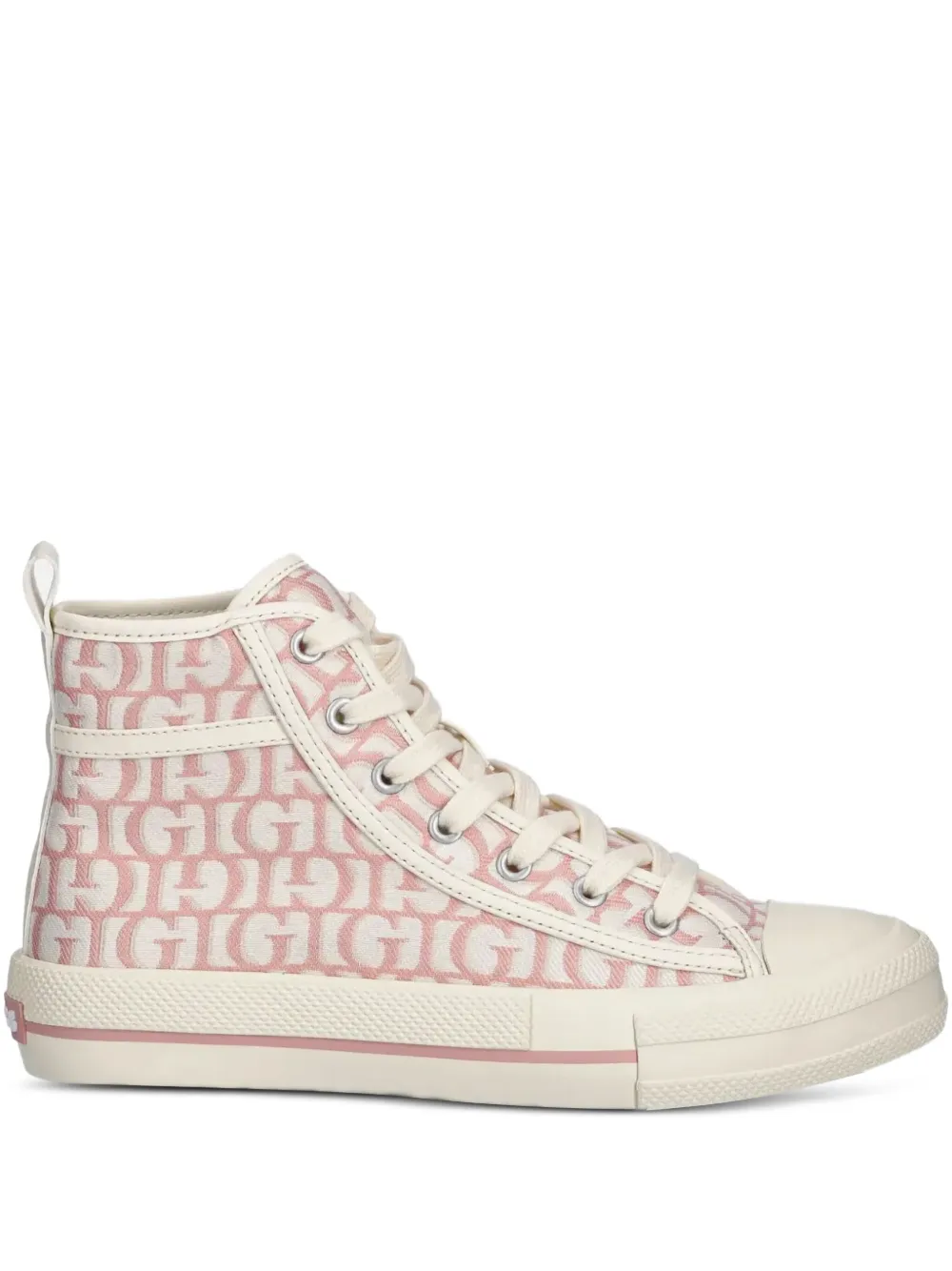 Guess Usa Colyn Monogram-canvas High-top Sneakers In Pink