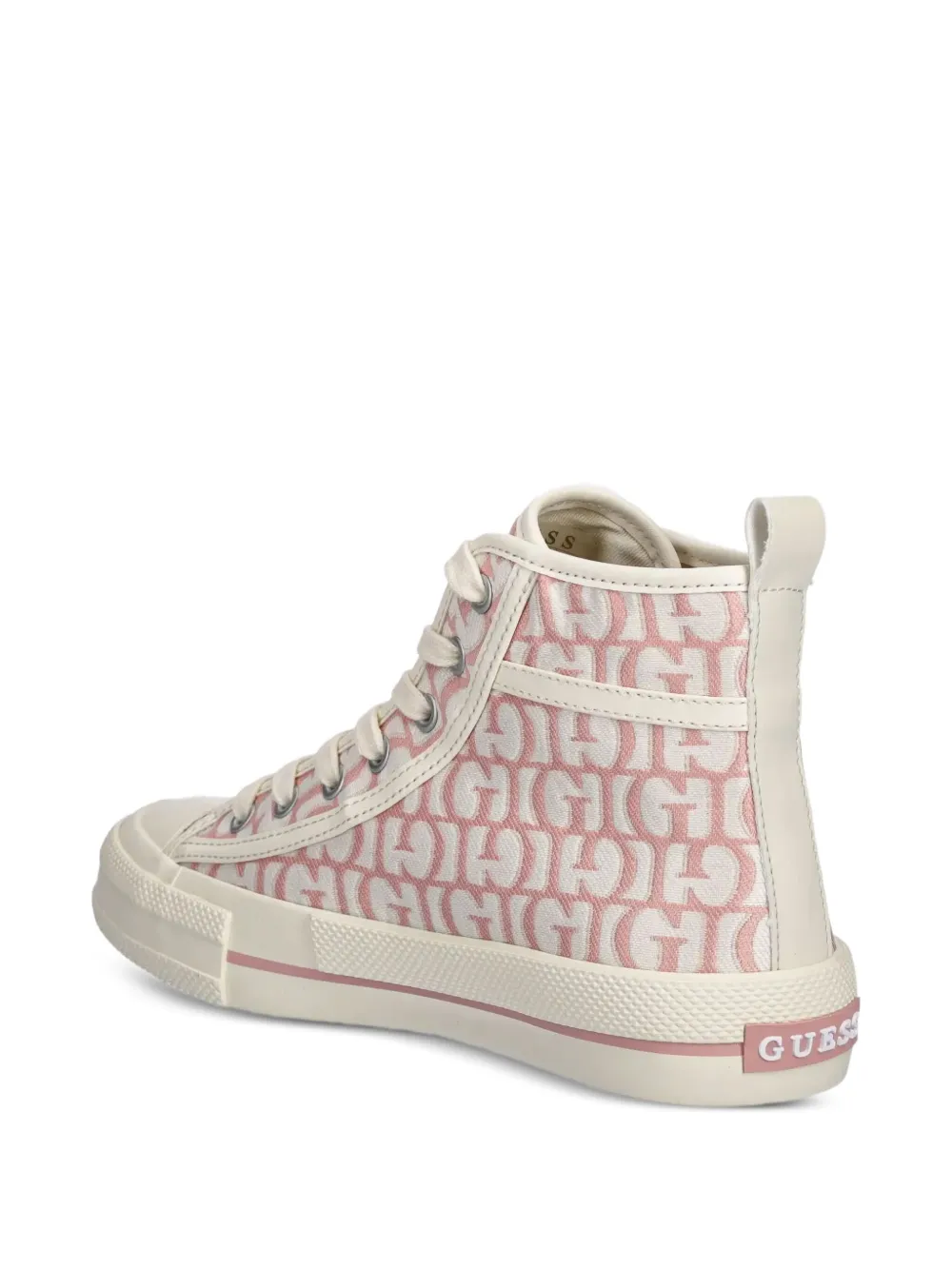 Guess Usa Colyn Monogram-canvas High-top Sneakers In Pink