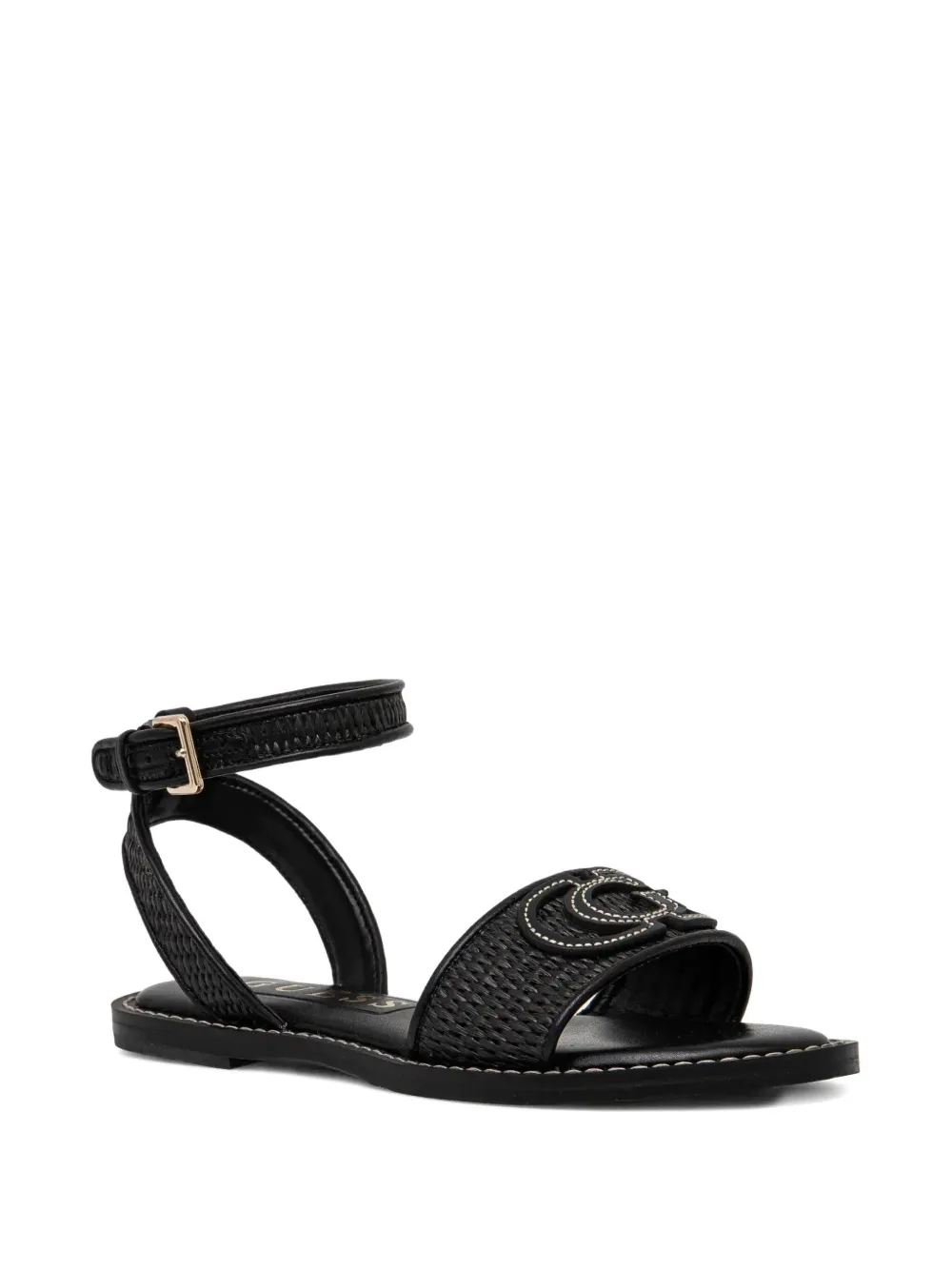 GUESS USA woven-strap flat sandals Black